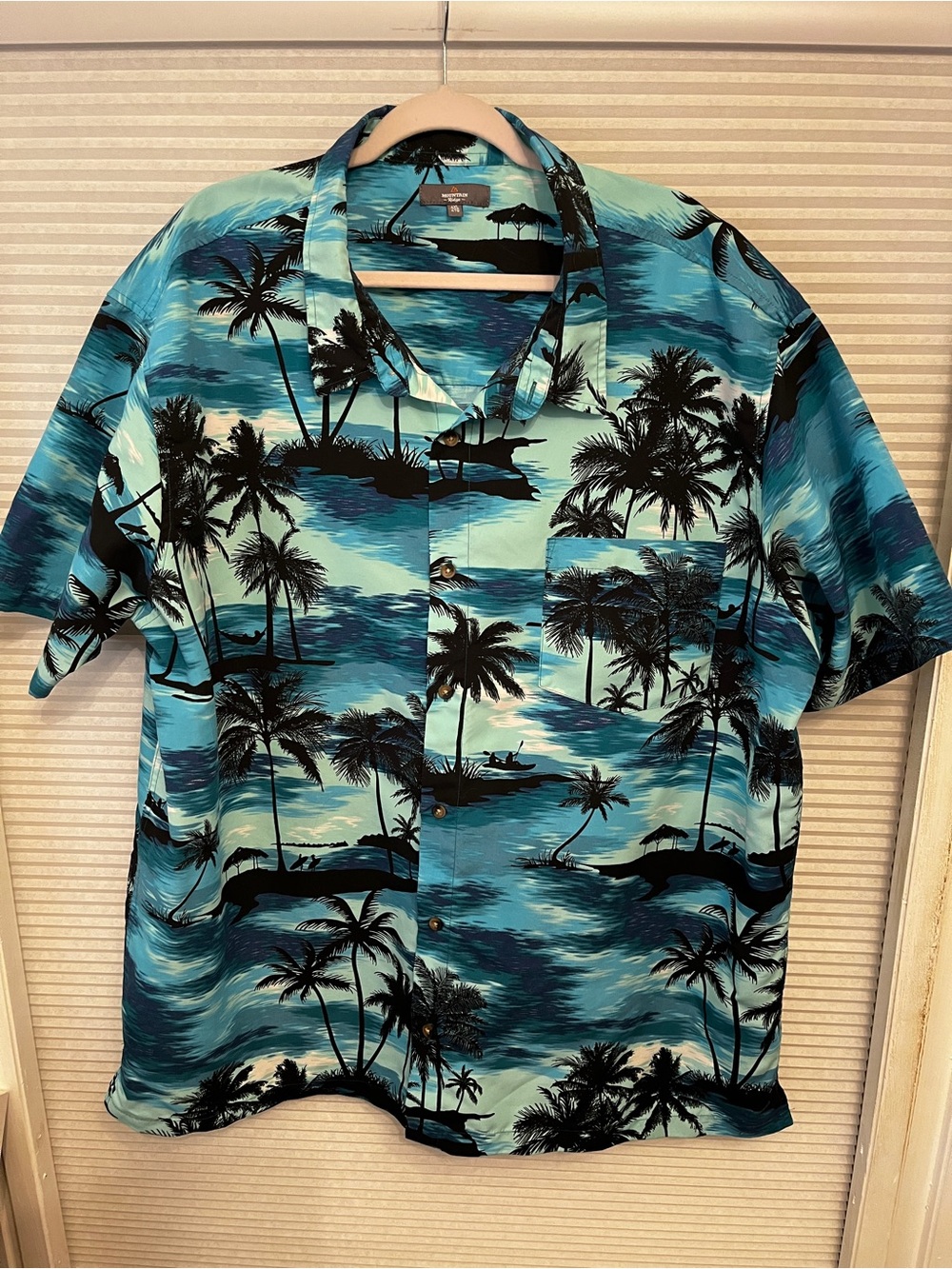 Men's Hawaiian short-sleeve Shirt - Blue Palm Print